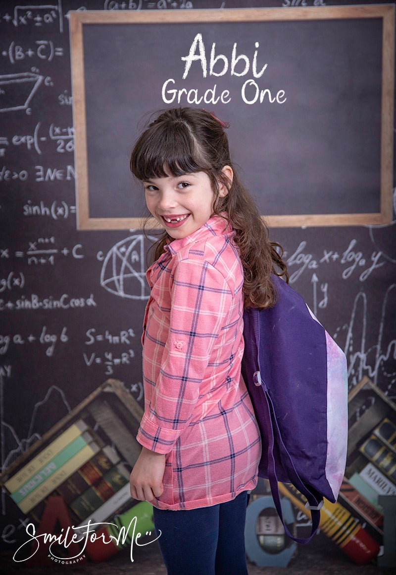 Fox Back to School Math Course Vinyl Backdrop