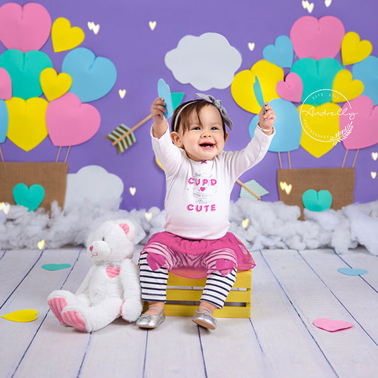 Fox Rolled Cloud Children Birthday Vinyl Valentine's Backdrop Designed By Blanca Perez - Foxbackdrop