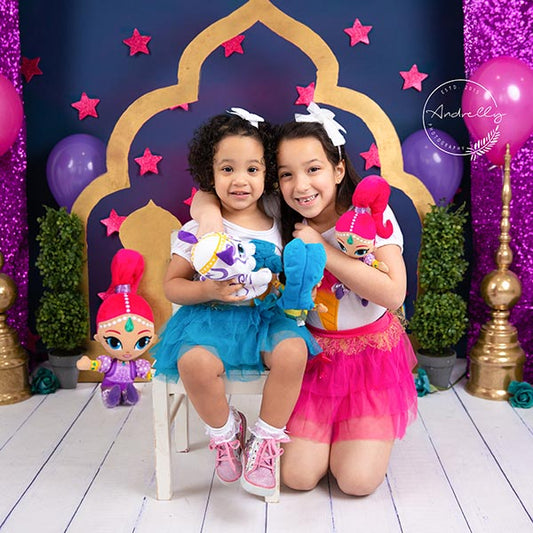 Fox Rolled Purple Shiny Girl Birthday Vinyl Backdrop Designed By Blanca Perez - Foxbackdrop