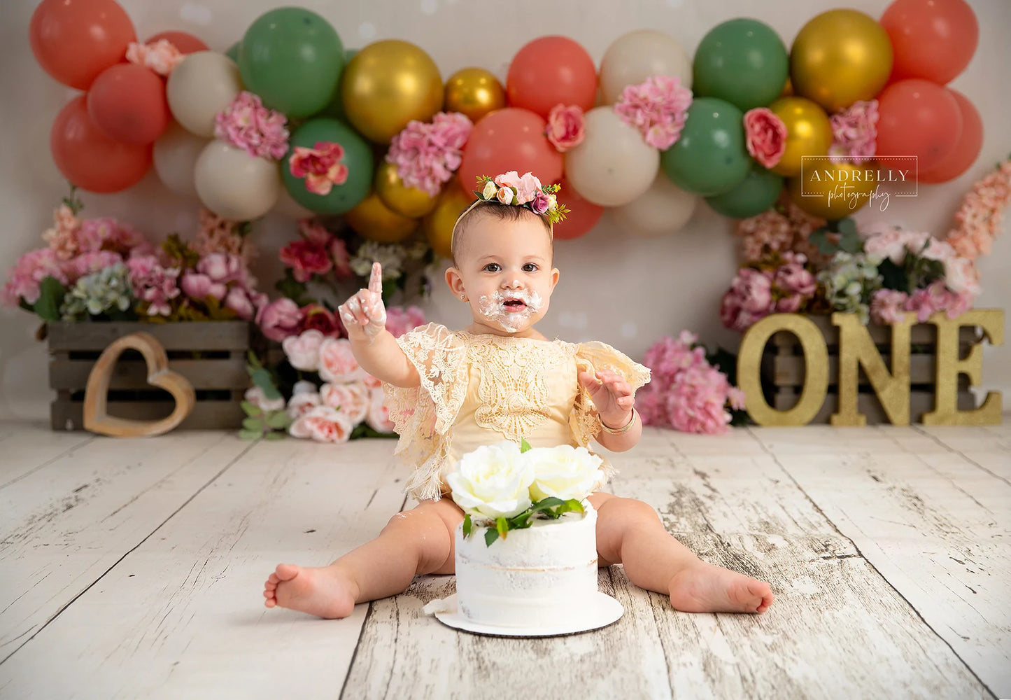 RTS Fox Cakesmash Birthday Rose Flower Fabric Backdrop Designed by Blanca Perez