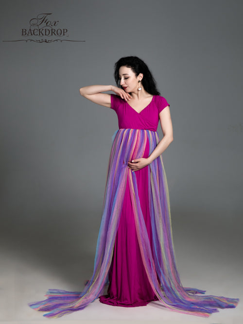 Buy Sale Fox Sexy V Neck Long Colorful Maternity Dress for Photography – Foxbackdrop