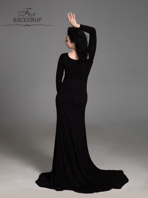 Fox Sexy V Neck Long Mermaid Black Maternity Dress for Photoshoot - Foxbackdrop