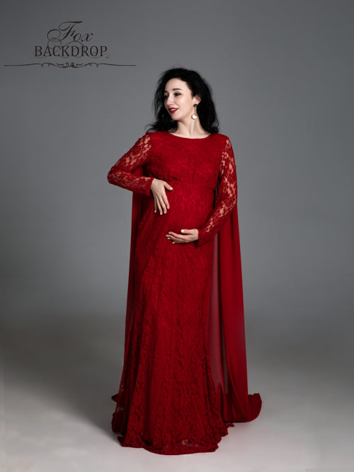 Fox Elegant White Mermaid Long Maternity Dress for Photoshoot - Foxbackdrop
