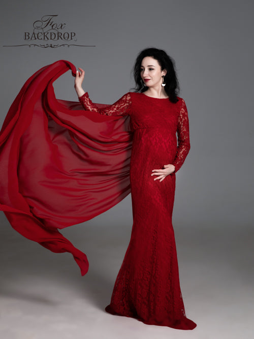 Fox Elegant White Mermaid Long Maternity Dress for Photoshoot - Foxbackdrop
