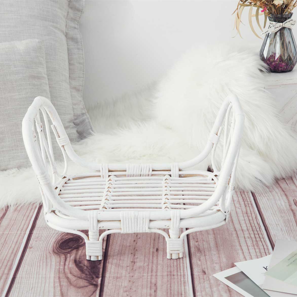 Fox Retro Bamboo Crib for Newborn Photo Props - Foxbackdrop