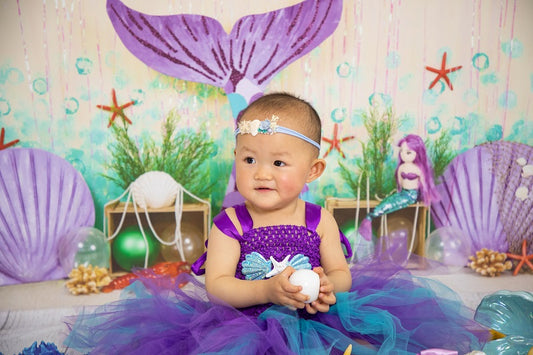 Fox Mermaid Girl's Birthday Vinyl Backdrop Designed By Blanca Perez