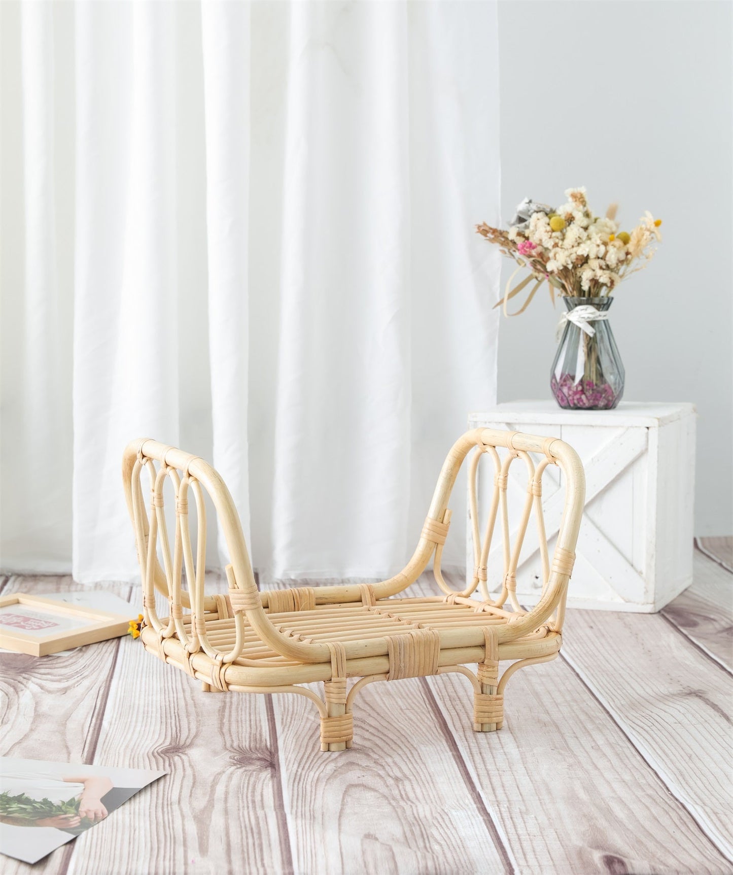 Fox Retro Bamboo Crib for Newborn Photo Props - Foxbackdrop