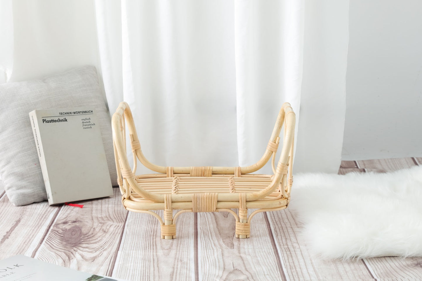Fox Retro Bamboo Crib for Newborn Photo Props - Foxbackdrop