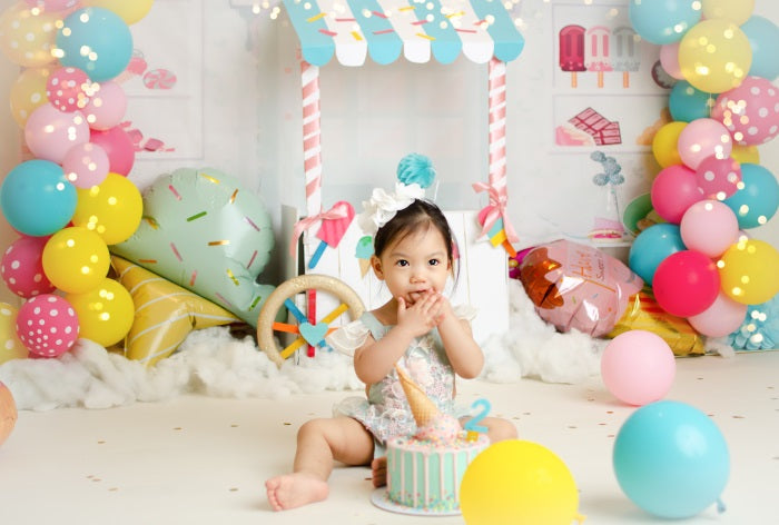 Fox Summer Candy Shop Cake Smash Vinyl/Fabric Backdrop Designed By Mommy me