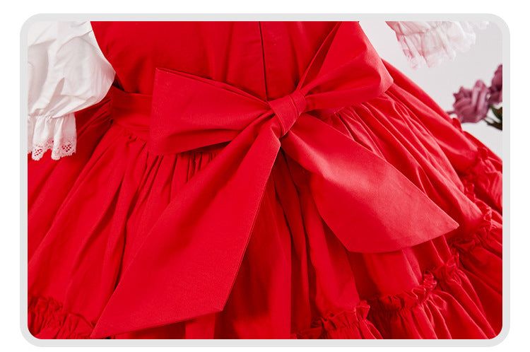 Fox Puff Sleeve Dress Girls One-year-old Princess Dress Lolita Retro Court Wind Tutu Skirt
