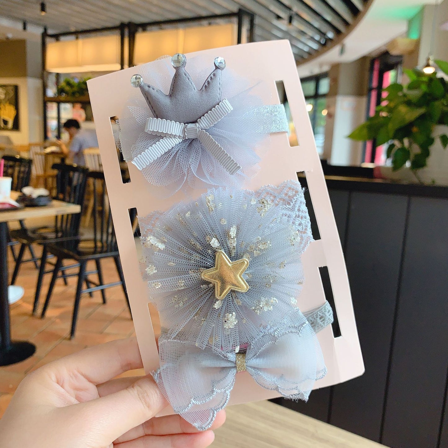 Fox Three-piece Gift Box With Bow Flower Headband Children's Lace Flower Hair Accessories