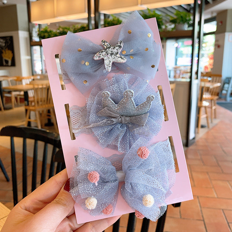 Fox Three-piece Gift Box With Bow Flower Headband Children's Lace Flower Hair Accessories