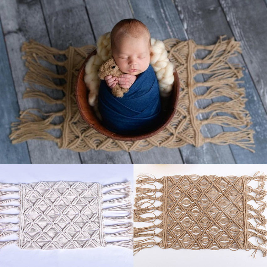 RTS Fox 65x35cm Boho Layer Khaki White Newborn Baby Studio Props