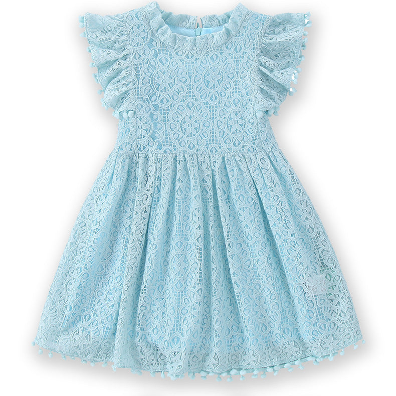 Fox Small Flying Sleeve Dress Hollow Hair Ball Lace Flower Princess Tutu Skirt Mesh Skirt Women