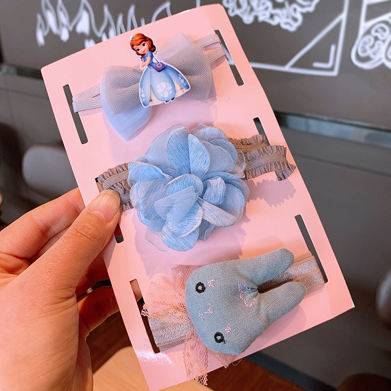 Fox Three-piece Gift Box With Bow Flower Headband Children's Lace Flower Hair Accessories