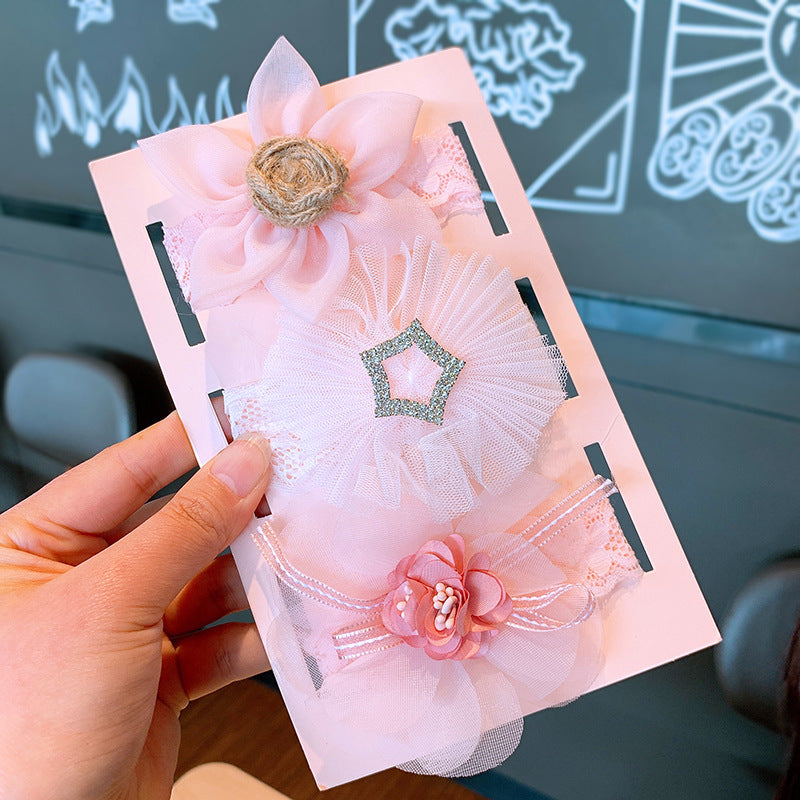 Fox Three-piece Gift Box With Bow Flower Headband Children's Lace Flower Hair Accessories