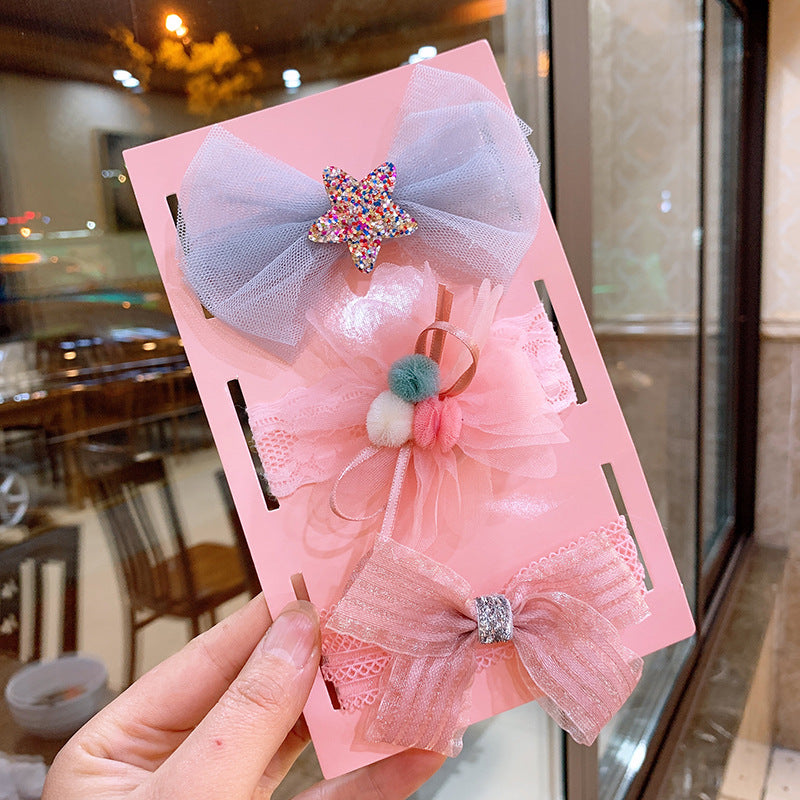 Fox Three-piece Gift Box With Bow Flower Headband Children's Lace Flower Hair Accessories