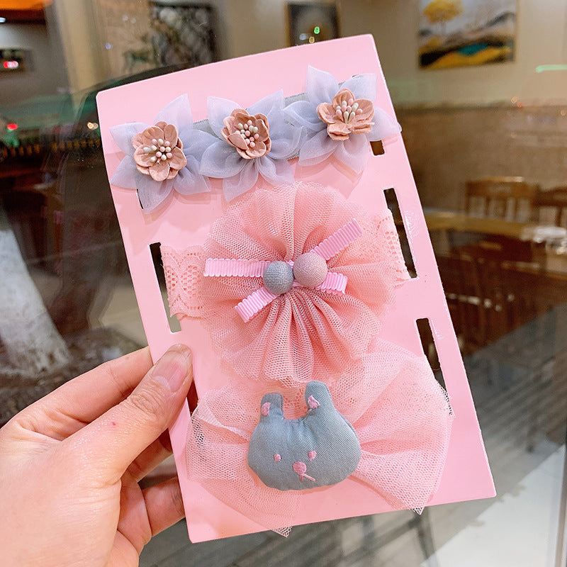 Fox Three-piece Gift Box With Bow Flower Headband Children's Lace Flower Hair Accessories