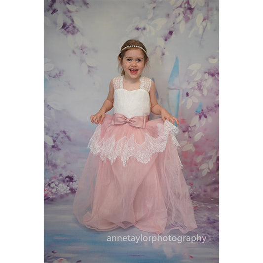 Fox Rolled Painting River Flowers Vinyl Children Backdrop - Foxbackdrop