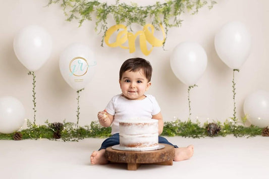 Fox Rolled Beige Balloons Cake Smash Vinyl Backdrop Designed By Jacky Rose Photography - Foxbackdrop