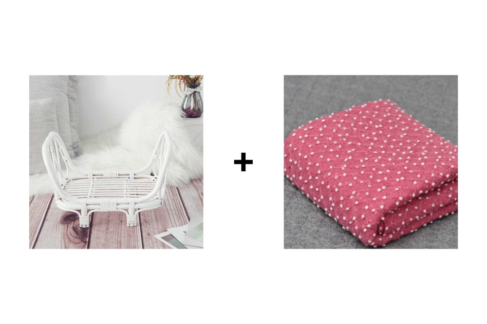 Warm up 2PCS Bamboo Crib + 150x50cm Baby Posing Fabric Wrap Photography Props