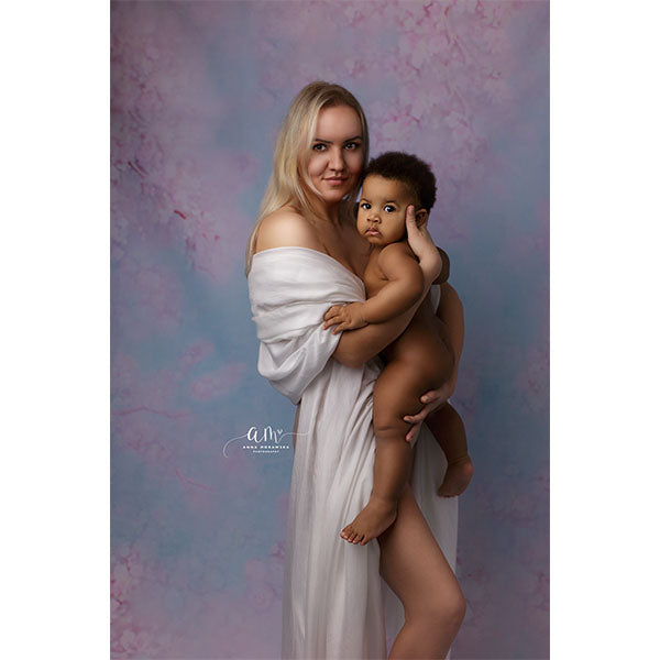 Fox Rolled Pink Flowers Vinyl Blue Floral Backdrop for Photography - Foxbackdrop