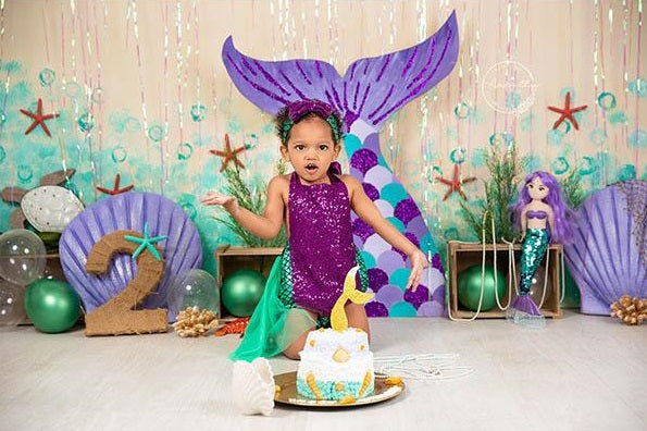 Fox Mermaid Girl's Birthday Vinyl Backdrop Designed By Blanca Perez