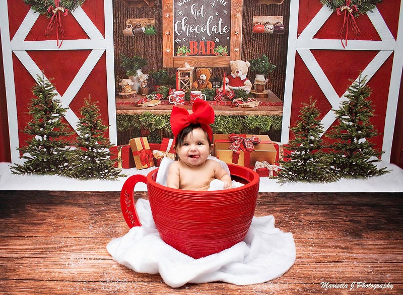 Fox Christmas Shop Gift Tree Photography Vinyl Photo Backdrop