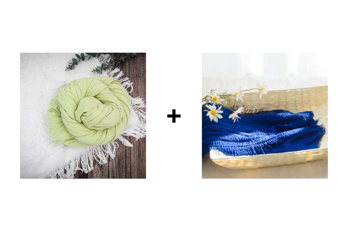 Warm up 2PCS Light Green 150x170cm Milk Posing Fabric Blanket + Blue Milk Posing Fabric Photography Props