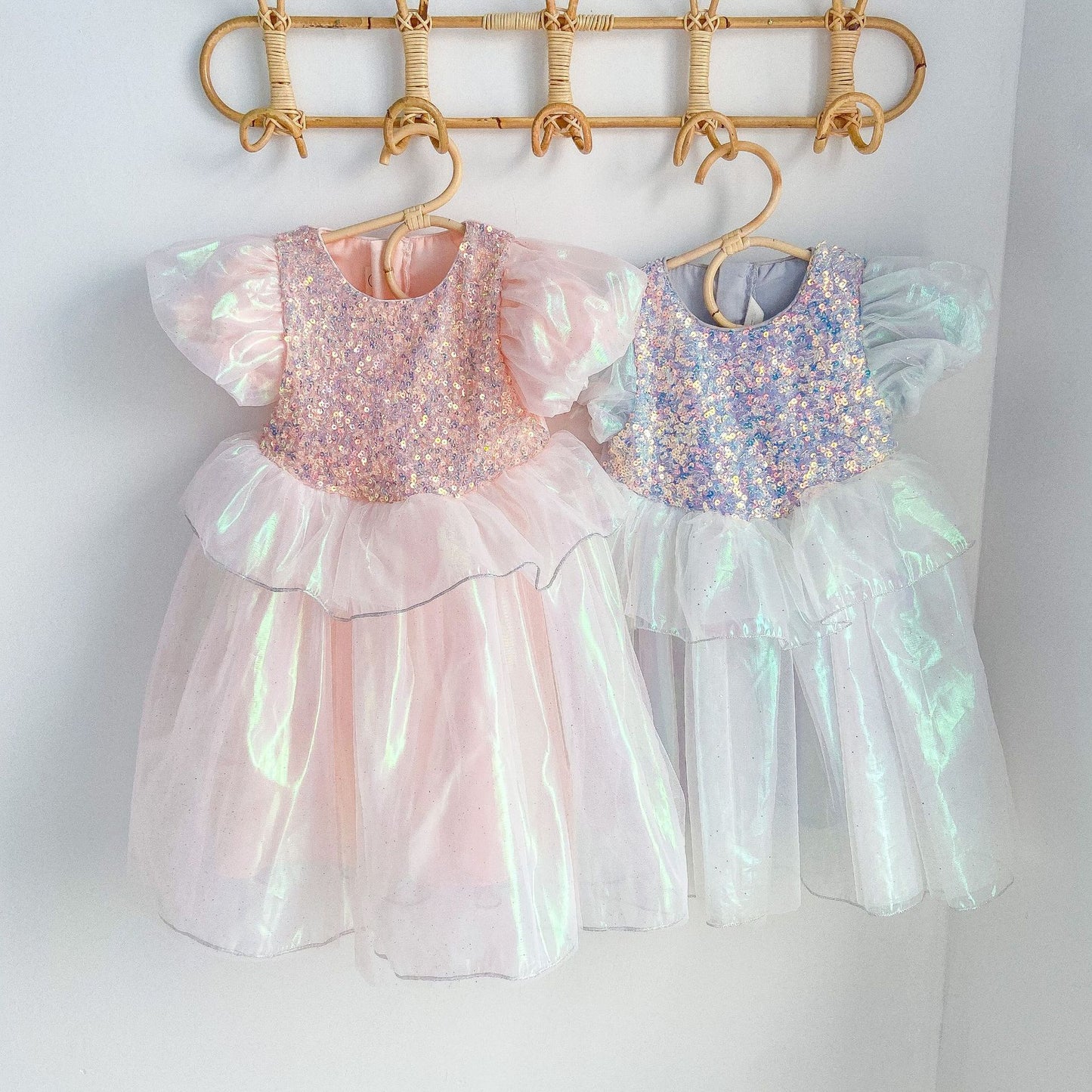 Fox Spring And Summer Tide Mermaid Sequined Magic Yarn Tutu Skirt Short-sleeved Princess Skirt