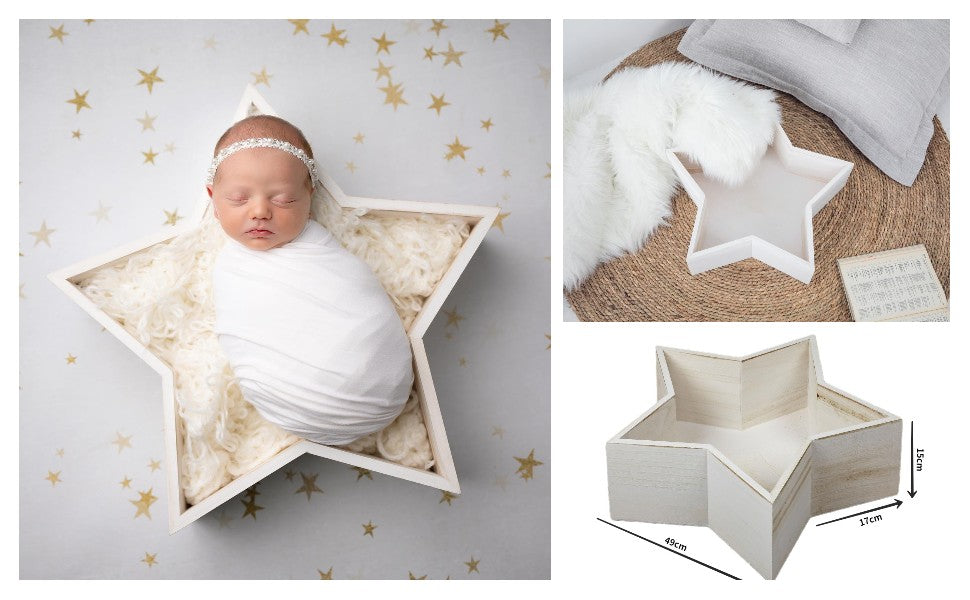 Fox Newborn Photography Props Mini Baby Star White Wooden Box Prop