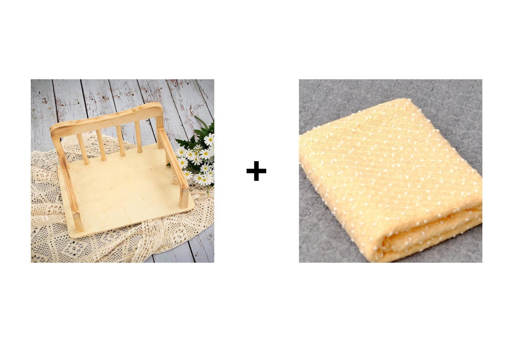 Warm up 2PCS Wooden Bed + 150x50cm Posing Elasticity Fabric Wrap Photography Props