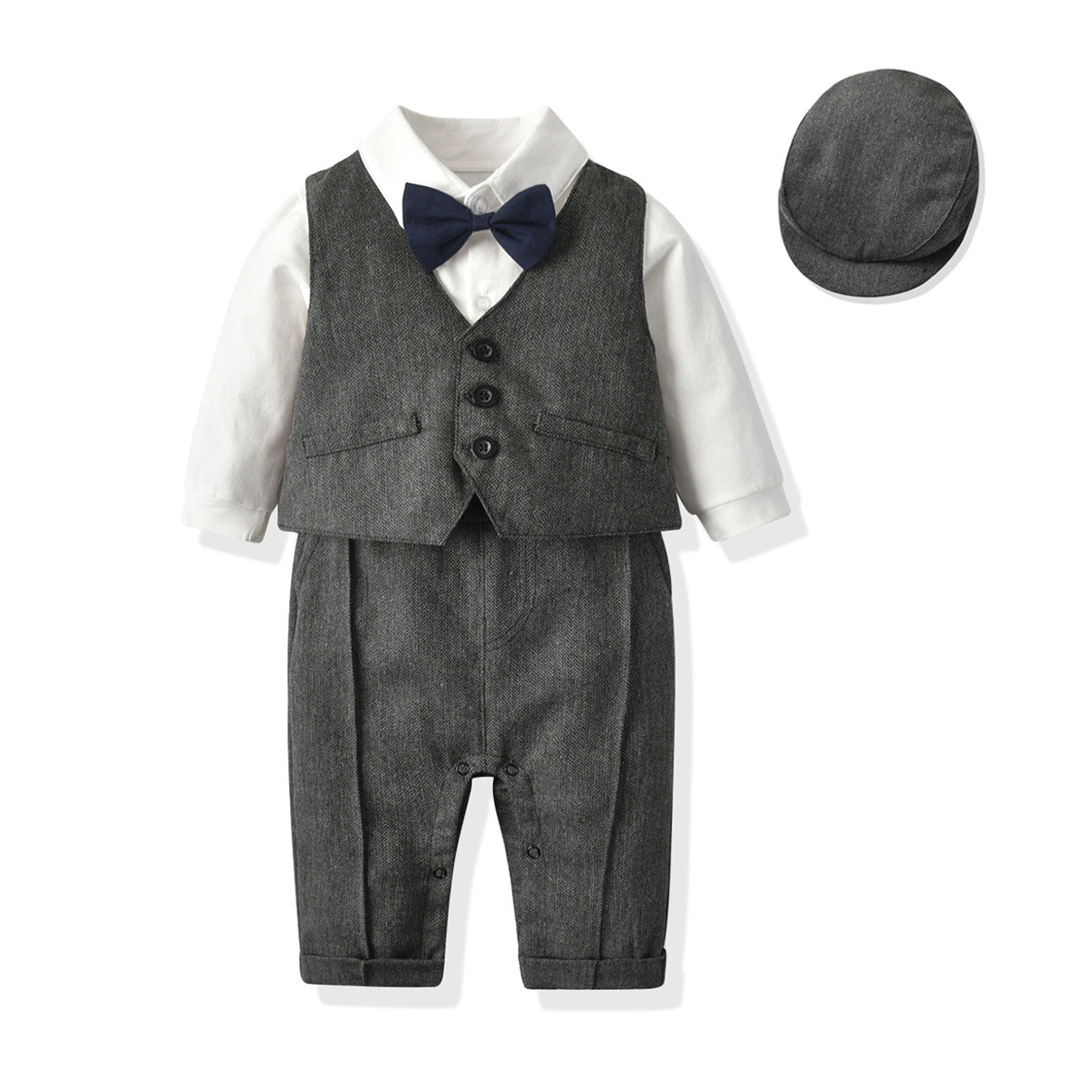 Fox British vest One-piece climbing gentleman's hat one year old clothes newborn gentleman suit