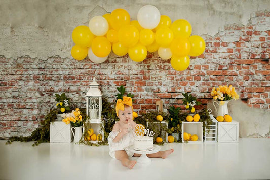 Fox Rolled Birthday Yellow Balloon Vinyl Backdrop Designed By Joy Perez - Foxbackdrop