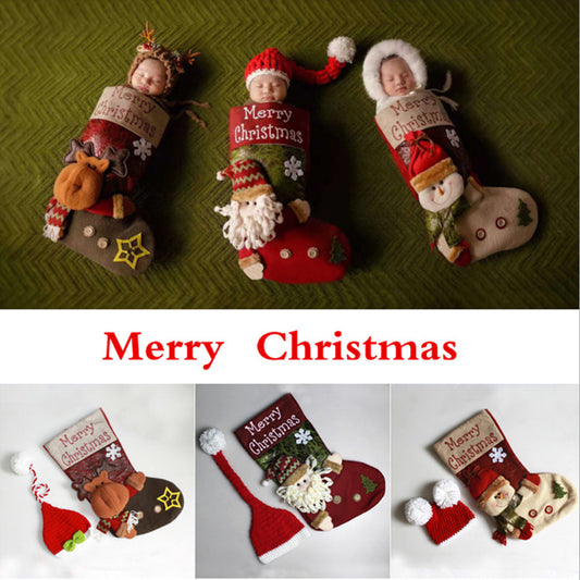 Fox 2 pcs Newborn Photography Santa Suit Sleeping Bag Socks