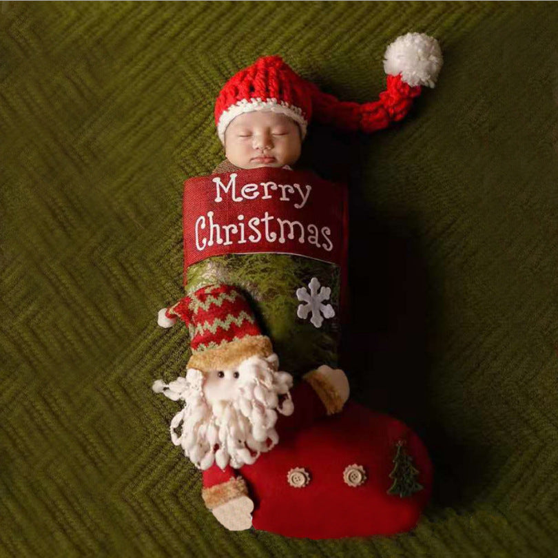 Fox 2 pcs Newborn Photography Santa Suit Sleeping Bag Socks