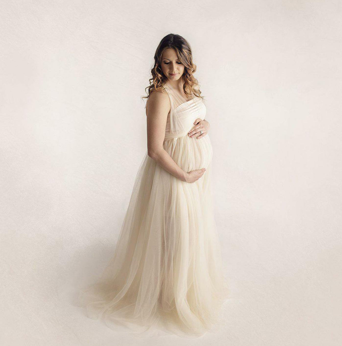 Buy Sale Fox Long Beige Maternity Dress for Photography Foxbackdrop Buy Sale Fox Long Beige Maternity Dress for Photography Foxbackdrop