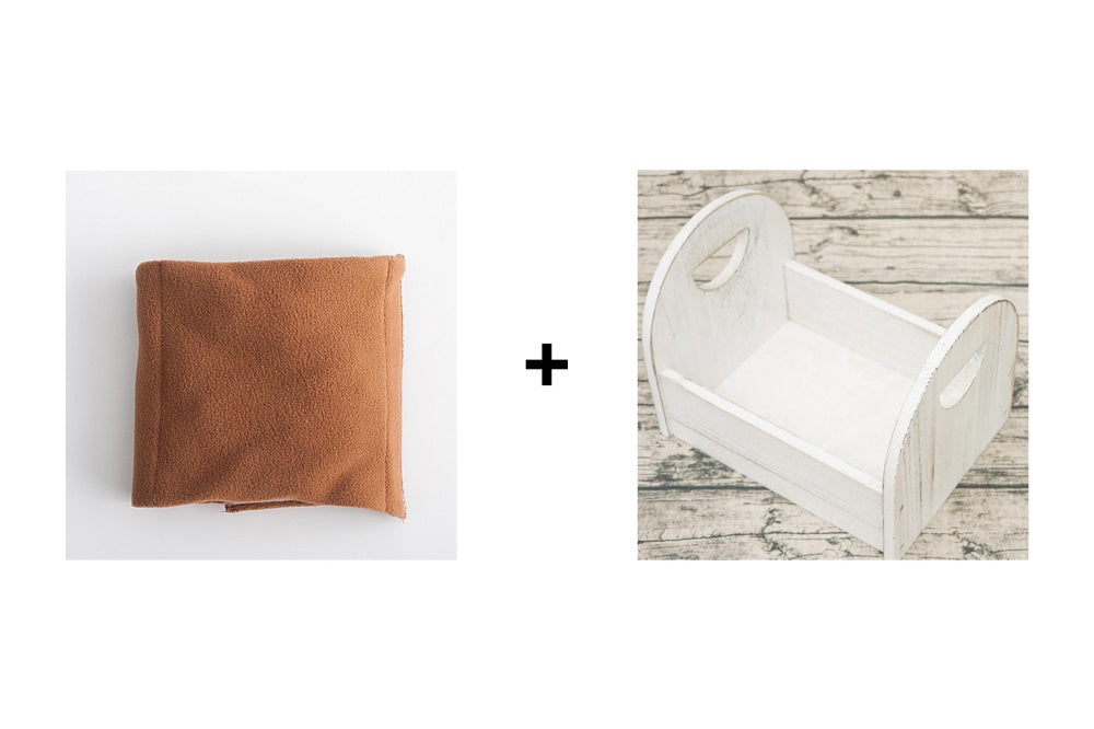 Warm up 2PCS White Wooden Prop Bed + 18x60cm Posing Bandage Prop Fabric Photography Props