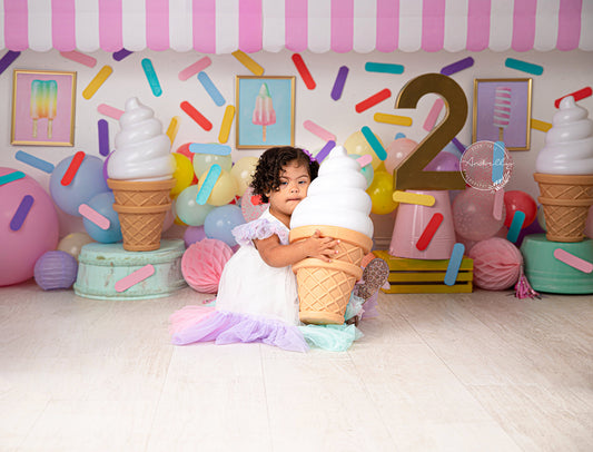 Fox Dessert Shop ice-cream Birthday Vinyl Backdrop Designed By Blanca Perez