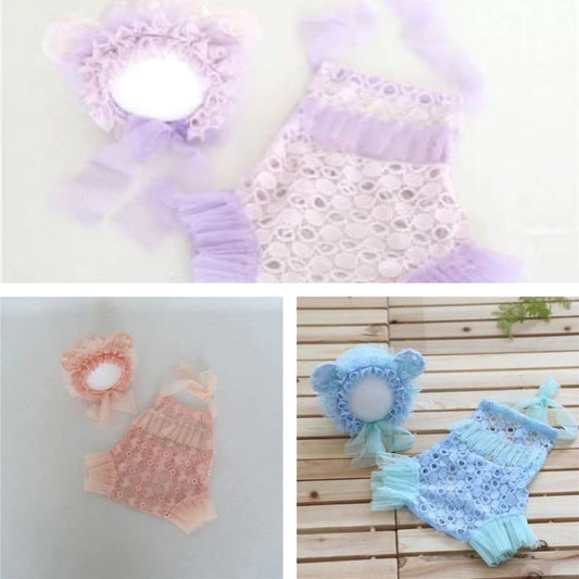 Fox 2pcs Baby Newborn Lace Hat and Clothes Suit Photo Studio Props