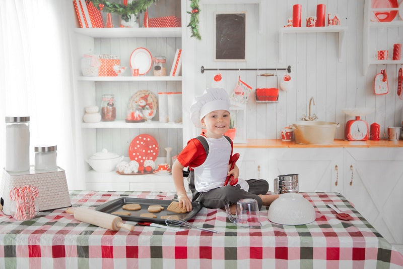 Fox Christmas Kitchen Vinyl Cloth Backdrop