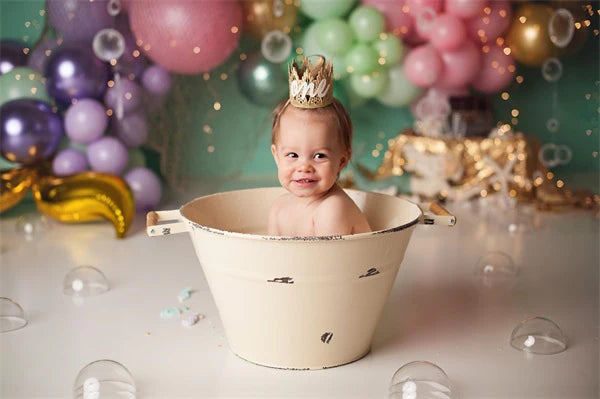 RTS Fox Mermaid Balloon Birthday Fabric Backdrop Designed by Kristen Noelle