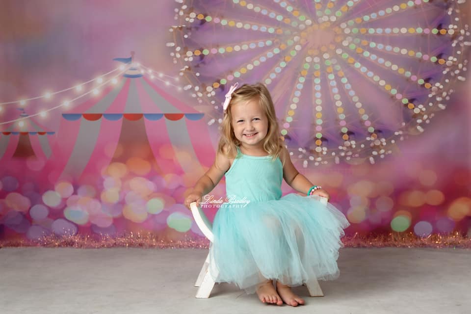 Fox Rolled Carnival Children Birthday Party Circus Vinyl Backdrop for Photography