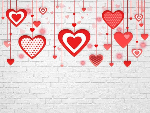 Fox Vinyl Valentine's Day Backdrop White with Red Heart