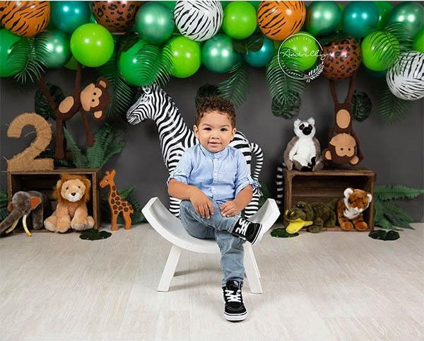 Fox Wild Animal Zoo Boy Birthday Vinyl/Fabric Backdrop Designed By Blanca Perez