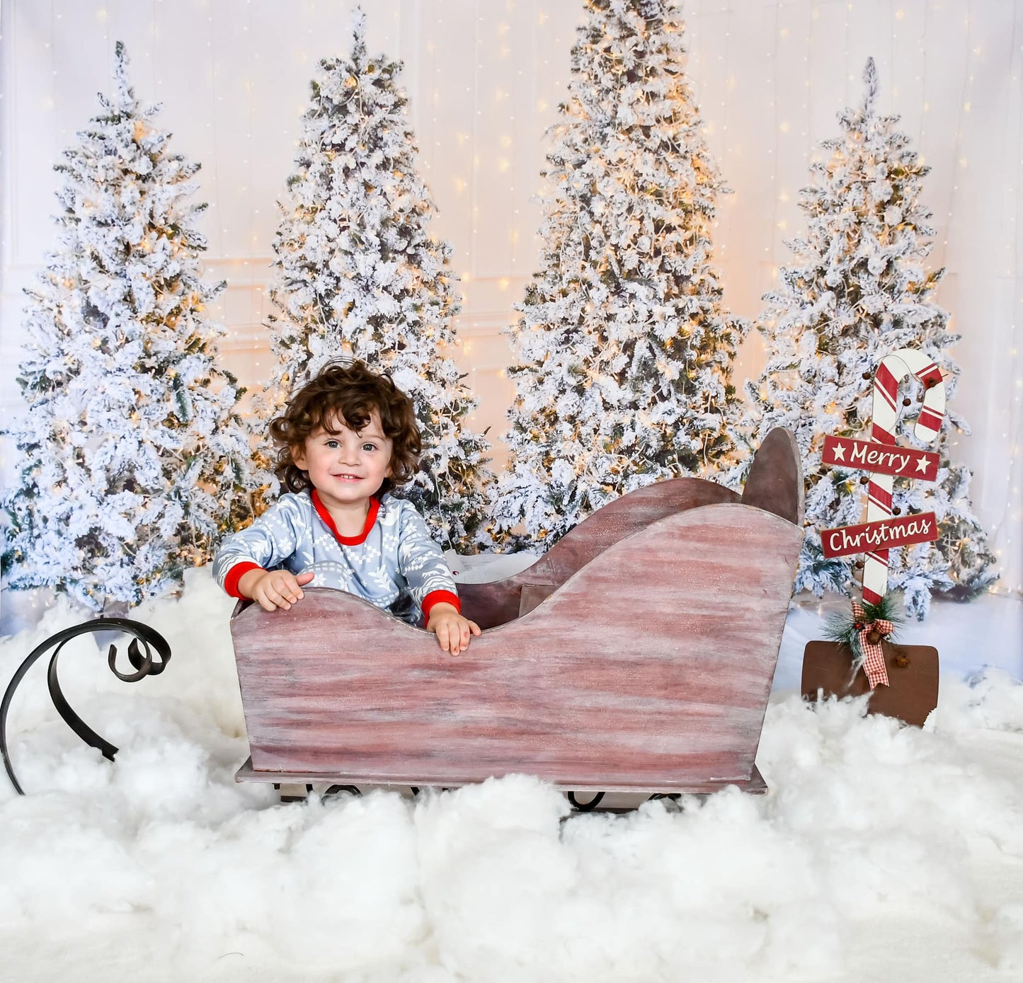 Fox Four Christmas Trees Indoor Photography Vinyl Photo Backdrop