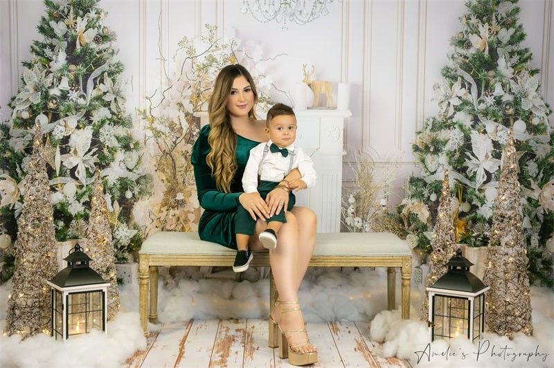Fox White Christmas Trees Vinyl Photography Backdrop