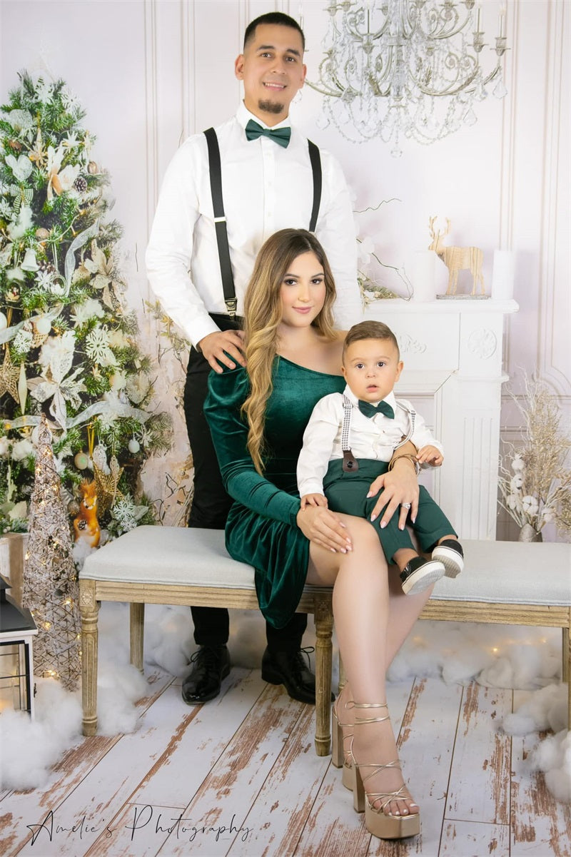 Fox White Christmas Trees Vinyl Photography Backdrop