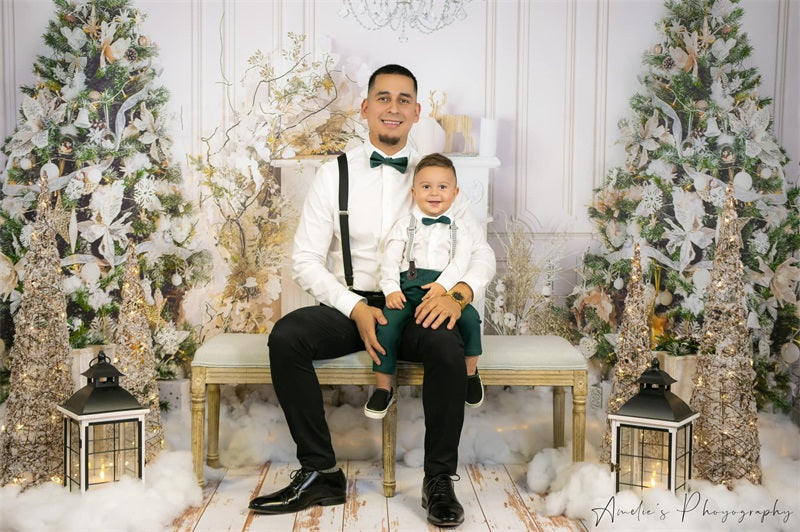 Fox White Christmas Trees Vinyl Photography Backdrop