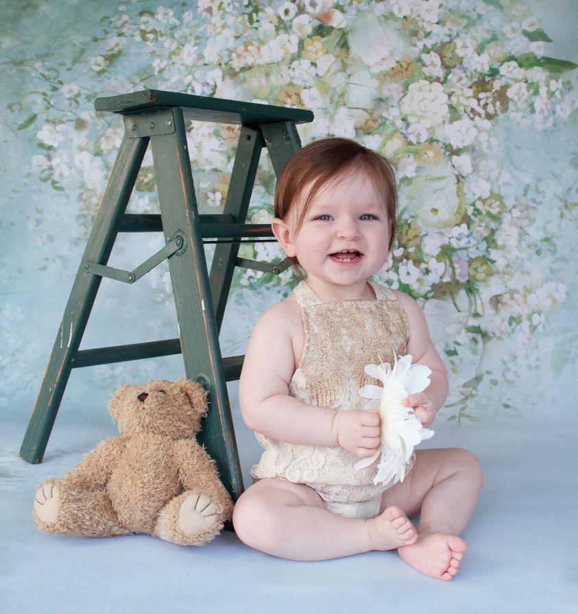 Fox Green White Flowers Vinyl Photo Backdrop